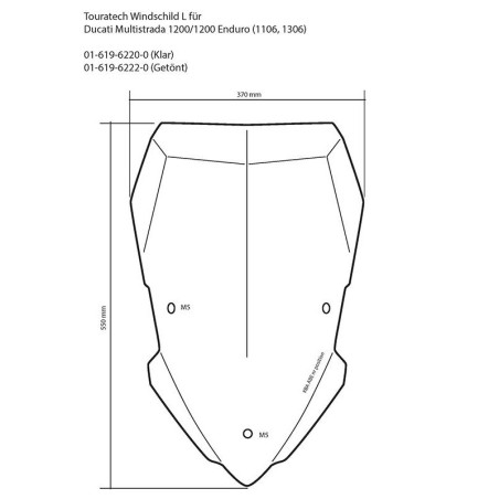 TOURATECH WINDSCREEN L TRANSPARENT DUCATI MULTISTRADA 1200/950