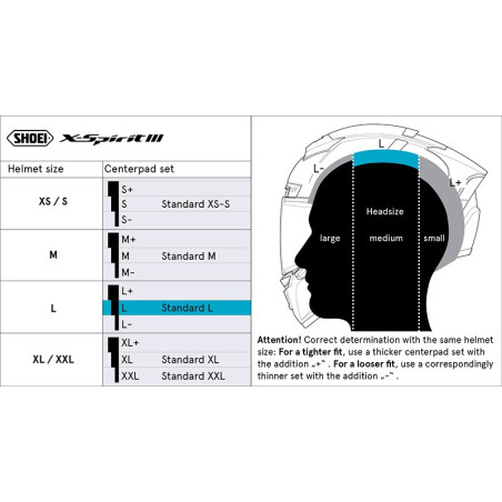 SHOEI X-SPIRIT 3 CENTER PAD L