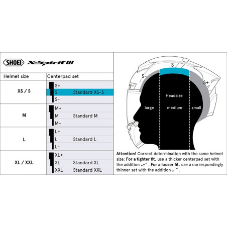 SHOEI X-SPIRIT 3 ALMOFADA CENTRAL XS / S