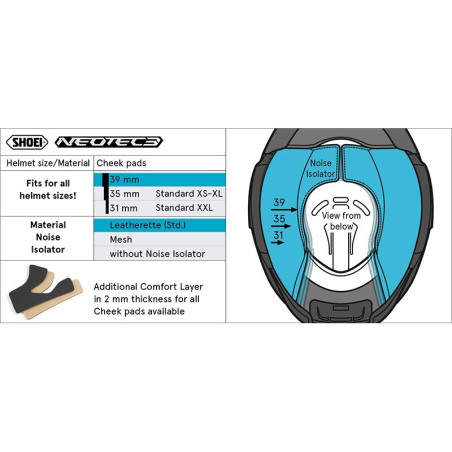 SHOEI NEOTEC 3 CHEEK PADS 39MM